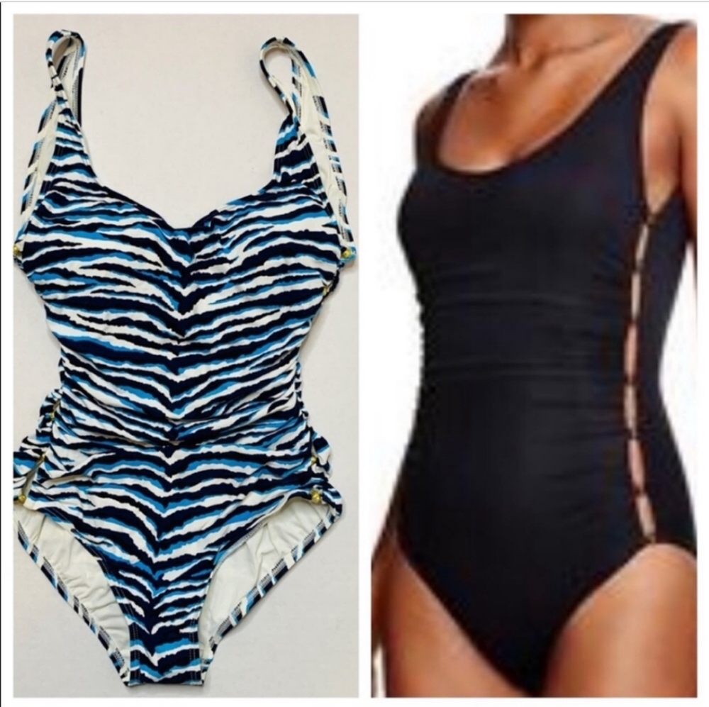 Carmen Marc Valvo zebra swimsuit 8 M